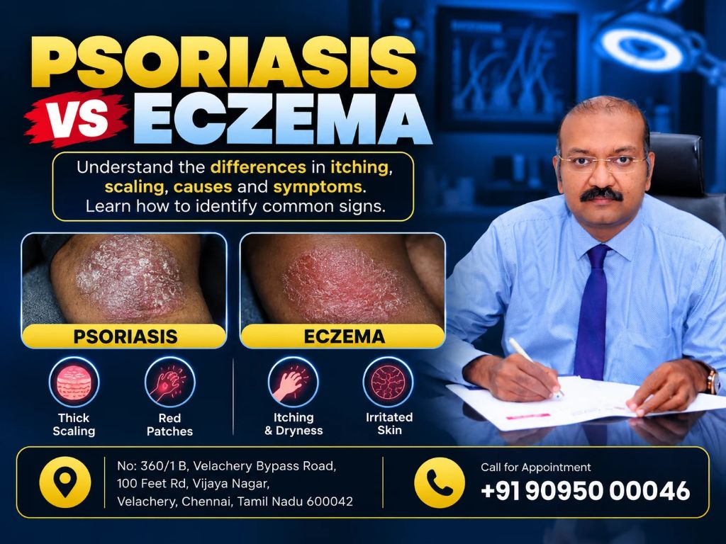 Psoriasis vs eczema explained with differences in itching, scaling, causes and symptoms. Learn how to identify common signs.